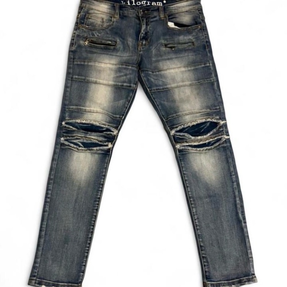 Kilogram Men's Slim Straight Distressed Jeans